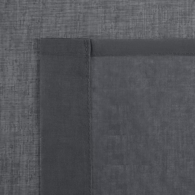 DWCN Dark Gray Sheer Curtains Semi Transparent Voile Rod Pocket Curtains - Image 5