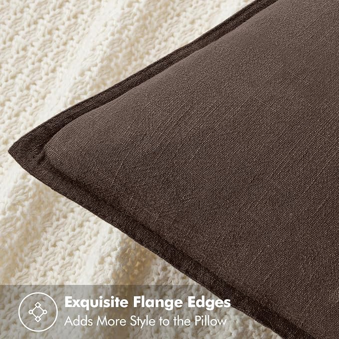 MIULEE Decorative Linen Pillow Covers 18x18 Inch Reddish Brown | Boho - Image 2
