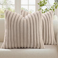decorUhome Fall Faux Fur Throw Pillow Covers 26x26 Set of 2 Tan | Decorative by decorUhome