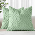 decorUhome Throw Pillow Covers 22x22 Inch Set of 2, Soft Plush Faux Wool Sage by decorUhome