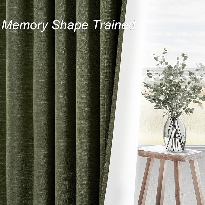 Topfinel 102 Inch Long Linen Blended Blackout Curtains 2 Panels, Back Tab - Image 2
