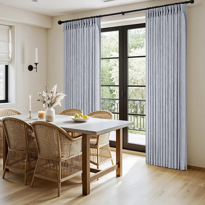 MIULEE Pinch Pleated Thick Linen Curtains 96 Inches Long 2 Panels - Image 3
