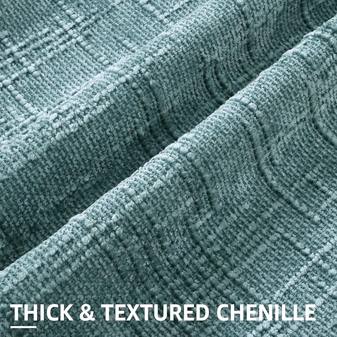 decorUhome Summer Teal Chenille Euro Sham Throw Pillow Covers 26x26 Set of 2 - Image 2