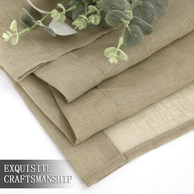 Tollpiz Short Sheer Curtains Living Room Linen Textured Curtain Sheers Light - Image 7
