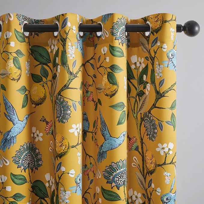 Topfinel Kitchen Curtains 45 Inch Length Mustard Yellow Vintage Blackout by Topfinel