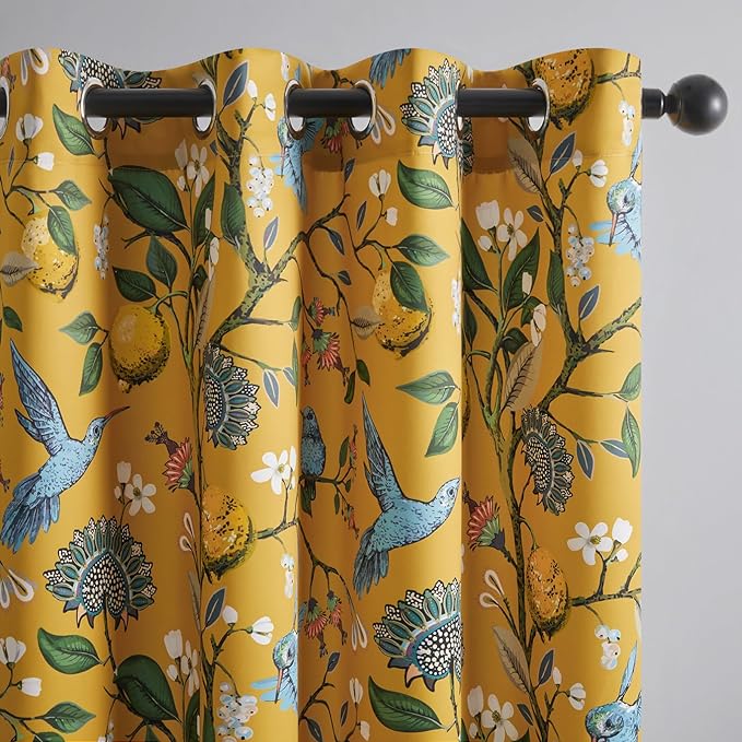 Topfinel 102 Inches Long Mustard Yellow Luxury Curtains by Topfinel