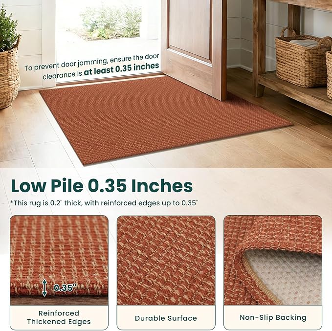 KOZYFLY Woven 2x5 Entry Runner Rug, Washable Runners - Image 4