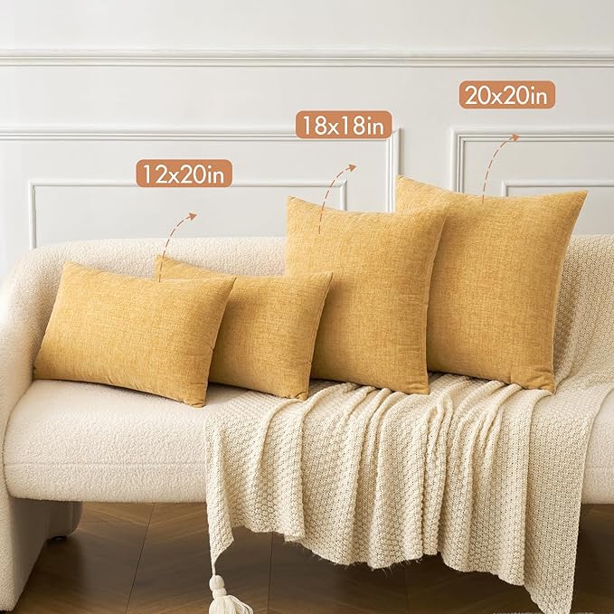MIULEE Pack of 2 Couch Throw Pillow Covers 18x18 Inch Soft Gold Chenille Pillow - Image 4