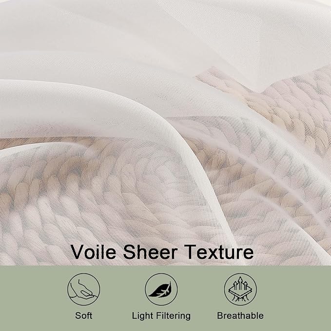 Extra Long Ivory Sheer Curtains 144 inch 2 Panels Set, Translucent Backdrop - Image 5