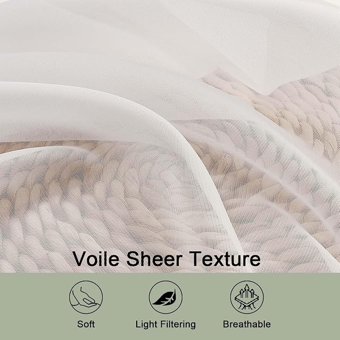Ivory Sheer Curtains 78 Inches Long 2 Panels Set, Ivory Sheer Curtain - Image 3