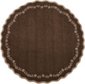 GarveeHome Round Rugs 4ft Scalloped Washable Brown Circle Rug by GarveeHome