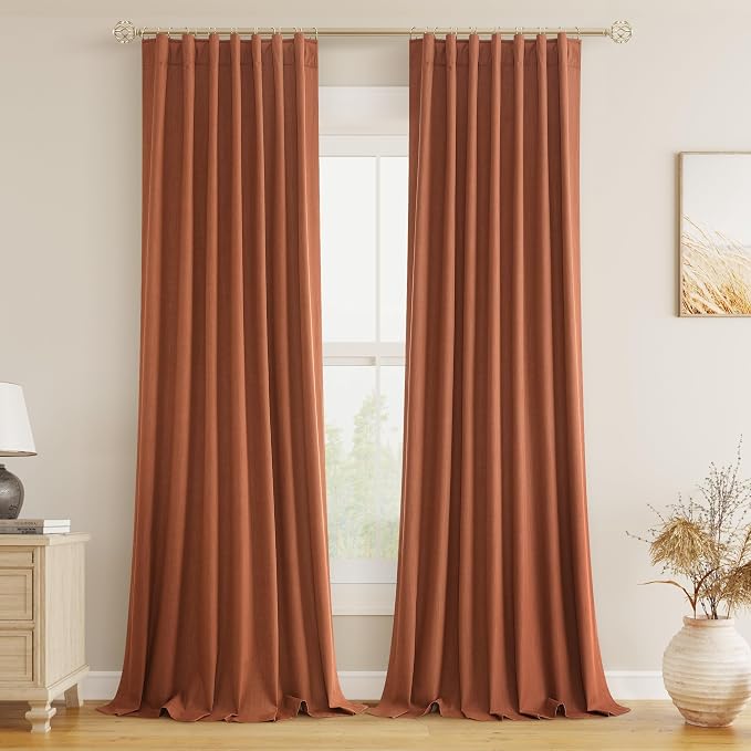 Guken Terracotta 100% Blackout Curtains 120 Inch Length 2 Panels Set Fall by Guken