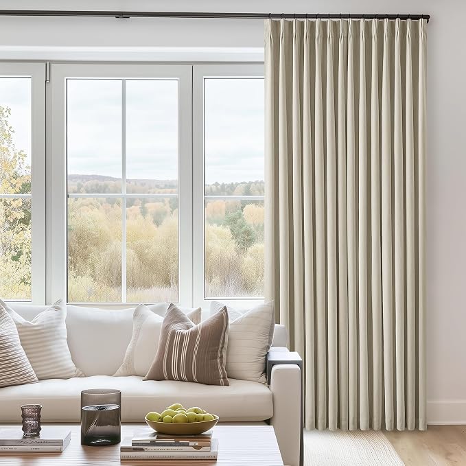 Burlywood Birch 100% Blackout Pinch Pleated Linen Curtains 120 Inches Long | by Twodrapes