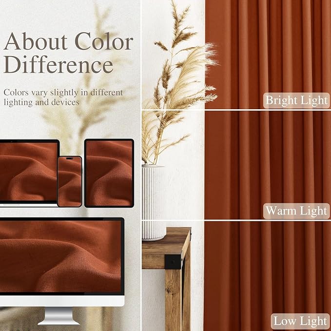 Nanspring Extra Wide Terracotta Curtains - Image 3