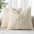 decorUhome Throw Pillow Covers 26x26 Inch Set of 2, Soft Plush Faux Wool Beige by decorUhome