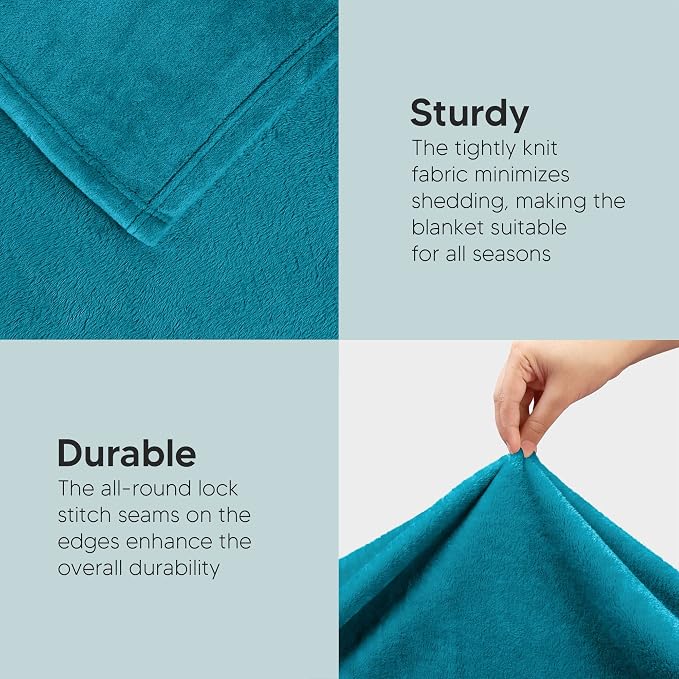 Utopia Bedding Soft Fleece Bed Blanket King Size Turquoise | Microfiber Plush - Image 5