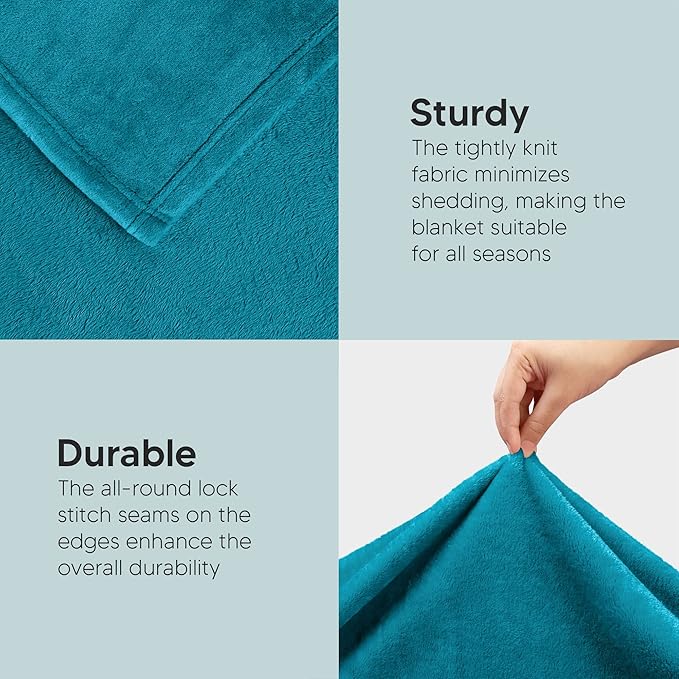 Utopia Bedding Soft Fleece Bed Blanket Queen Size Turquoise | Microfiber Plush - Image 5
