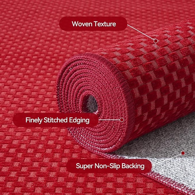 Hallway Runner Rug Woven Washable Long Kitchen Runner Red 2x5 ft | Boho Soft - Image 5