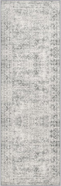 3x8 Washable Runner Rug：Modern Abstract Soft Carpet Black Grey | by FXRHLP
