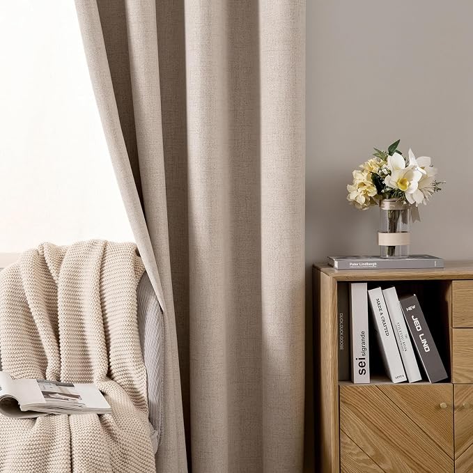 MIULEE 100% Blackout Linen Textured Curtains - Image 6