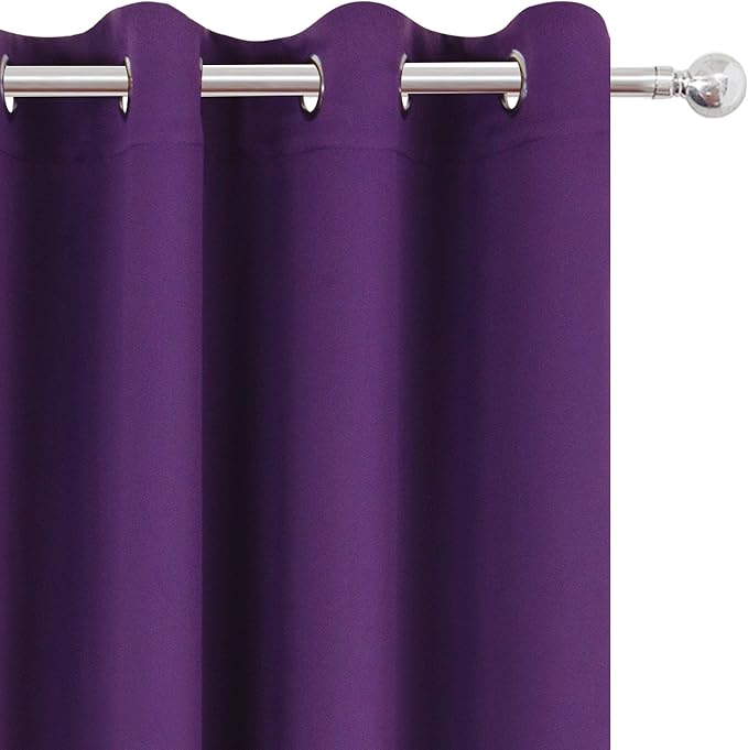 LEMOMO Purple Blackout Curtains 66 x 63 Inch Length/Set of 2 Curtain - Image 7