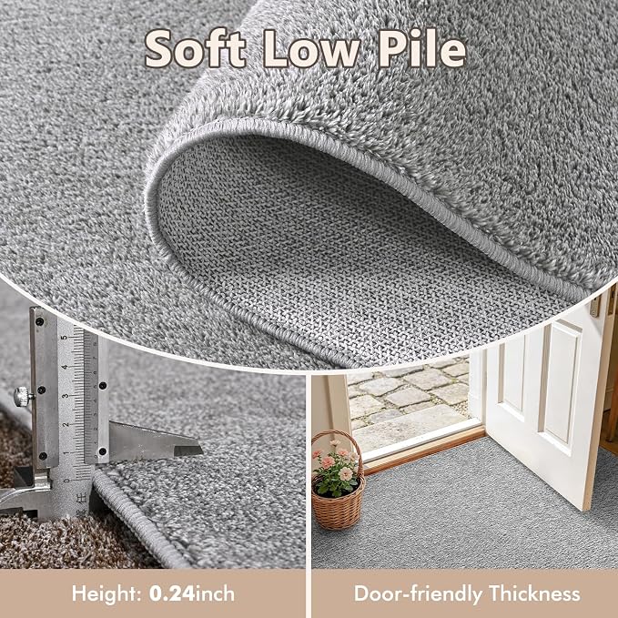 2x6 Grey Runner Rug Washable Non-Slip Soft - Image 4