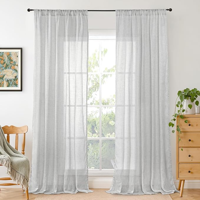 BGment Light Grey Linen Curtains 80 Inch Length by BGment
