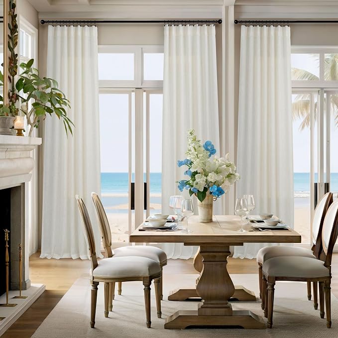 Cream White Linen Curtains 42 Inch Wide - Image 6