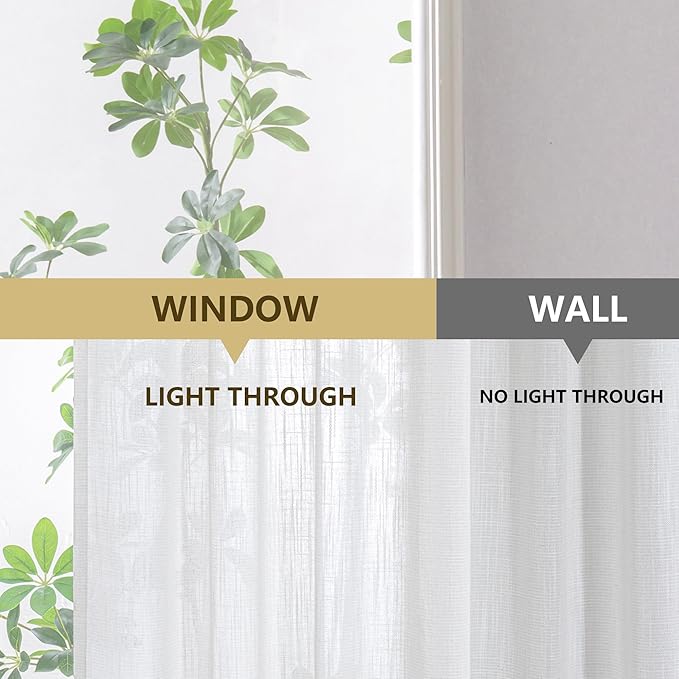 MYSKY HOME Semi Sheer Natural Linen Curtains 36 Inch Length, Light Filtering - Image 9