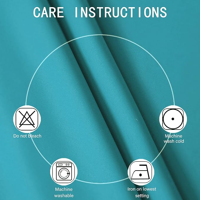 Teal Blackout Curtains 34 x 54 Inch Length/Set of 2 Curtain Panels/Thermal - Image 4