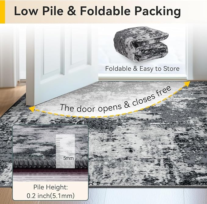 Washable Area Rugs Square 7ft Non-Slip Modern Abstract Soft - Image 6