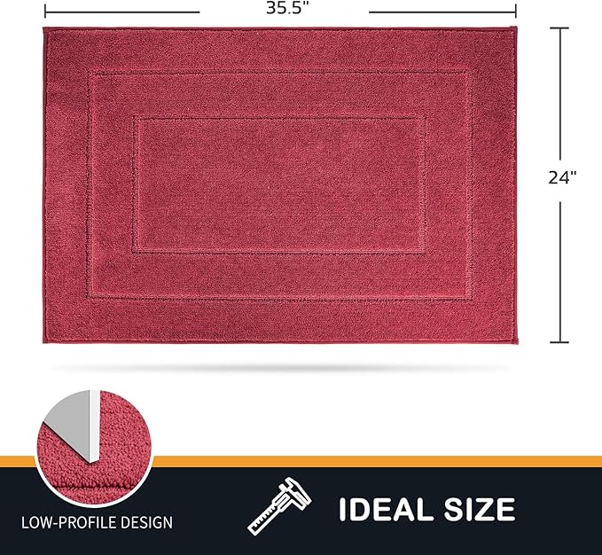 PURRUGS Dirt Trapping Door Mat 24" x 35.5", Non-Slip/Skid Machine Washable Entryway Rug, Dog Doormat, Super Absorbent Welcome Mat for Muddy Wet Shoes and Paws, Burgundy Red