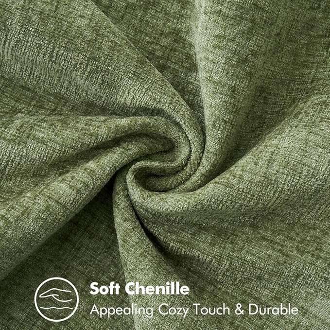 MIULEE Pack of 2 Couch Throw Pillow Covers 24x24 Inch Sage Green Farmhouse Decorative Pillow Covers with Stitched Edge Soft Chenille Solid Dyed Spring Pillow Covers for Sofa Bed Living Room