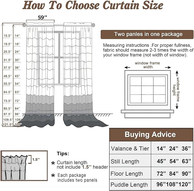 Chyhomenyc White Sheer Curtains 72 Inches Long 2 Panels - Image 2