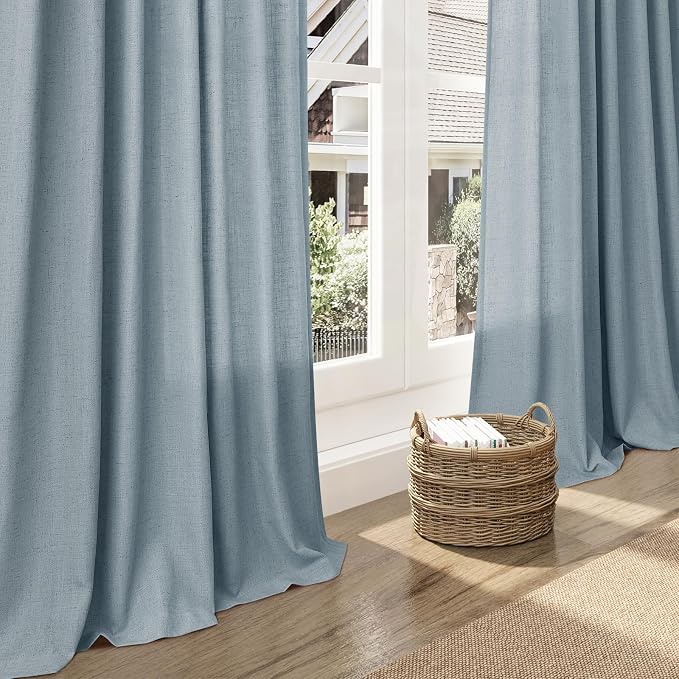 Extra Long Light Blue Linen Curtains 120 Inch - Image 6