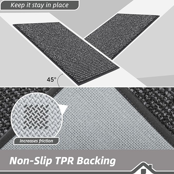BEQHAUSE Dirt Trapper Door Mat 48"x72", Non-Slip Washable Doormat, Charcoal | - Image 6