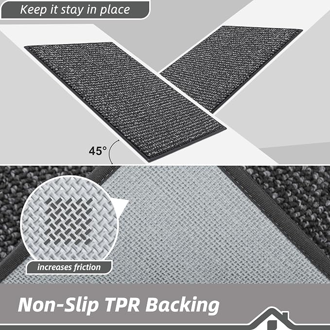 BEQHAUSE Dirt Trapper Door Mat 17" x 30", Non-Slip Doormats, Charcoal | - Image 6