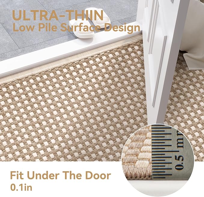 Entryway Runner Rug Indoor Door Mat Non Slip Washable Brown 2x4 ft | Boho Soft - Image 3