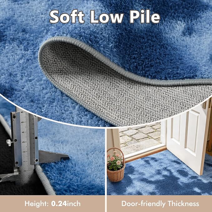 3x5 Tie-dye Dark Teal Area Rug Washable Non-Slip Soft - Image 5