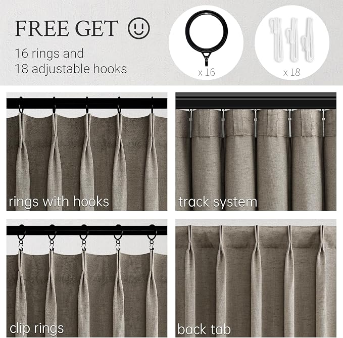 Pinch Pleated 72 Inch Curtains 2 Panels - Image 3