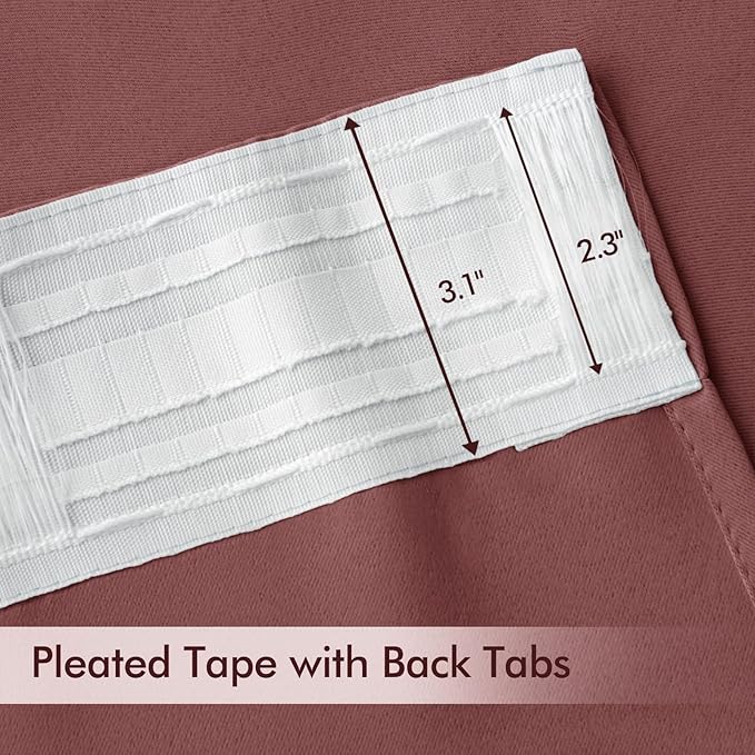 MIULEE Dusty Rose Back Tab Blackout Curtains 52x84 Inch Length 2 Panels Set | - Image 4