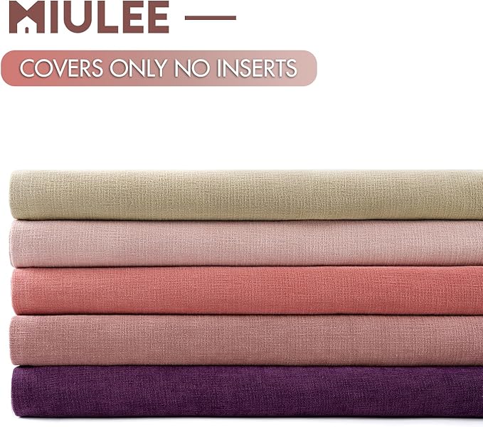 MIULEE Coral Red Chenille Couch Throw Pillow Covers, 20x20 | Set of 2, Soft - Image 6