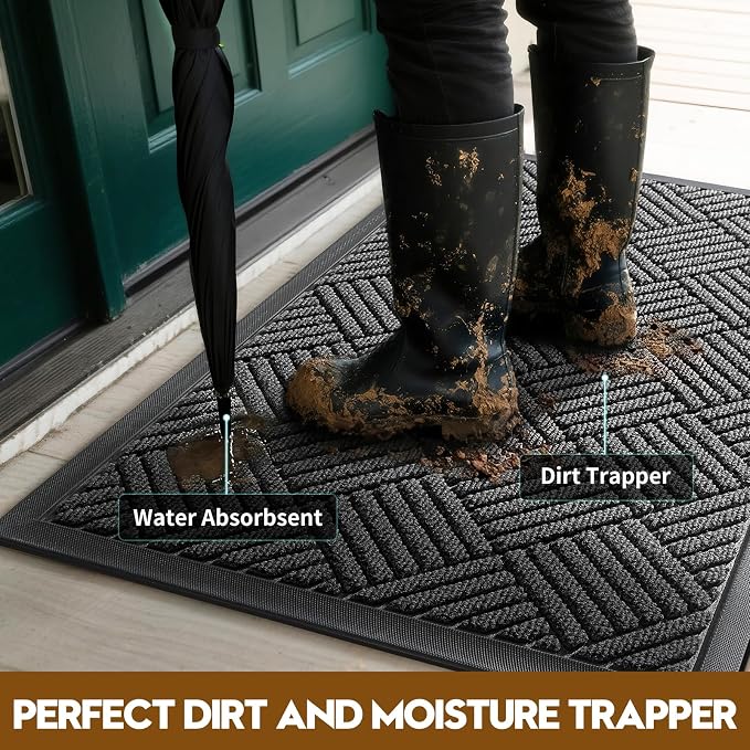 Front Door Mat, Heavy Duty Waterproof Doormat 29.5"x17", Stain Fade Resistant - Image 2
