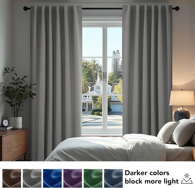Deconovo Room Darkening Curtains Back Tab and Rod Pocket Curtains Thermal - Image 4