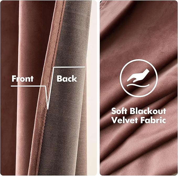MIULEE Elegant Velvet Curtains Dusty Rose Pink Grommet Curtains Black Out - Image 3