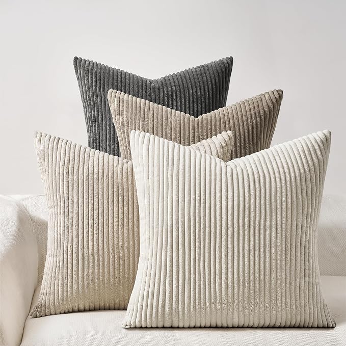 Topfinel 4 Packs Natural Decorative Throw Pillows Covers 18x18 Inch by Topfinel