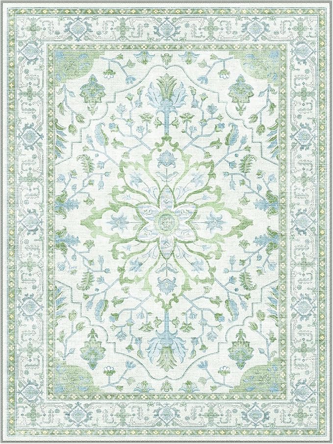 RELEANY Washable Area Rug, Water Repellent, Pet Friendly, Vintage Floral Boho - Image 9
