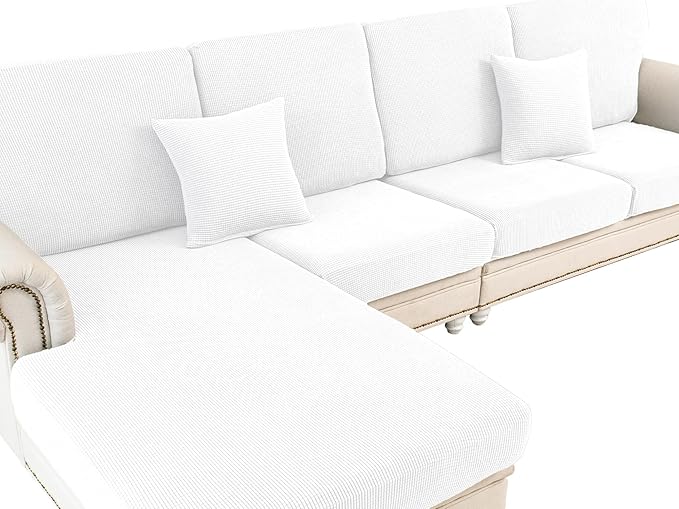 LA MEACK Couch Cushion Cover Chaise Lounge Cover Washable Separate Seat Chaise by LA+MEACK