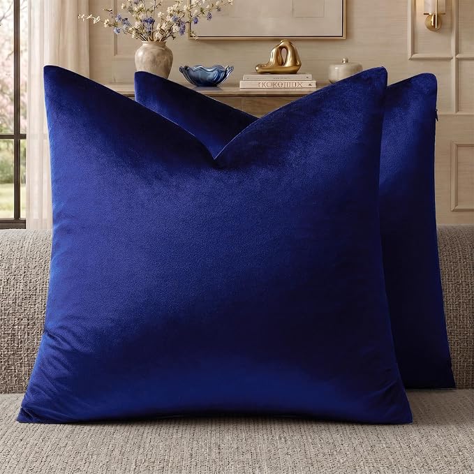 GIGIZAZA Royal Blue Velvet Throw Pillow Covers 16x16 Pack of 2 | Decorative by GIGIZAZAFocusingonhomedecoration