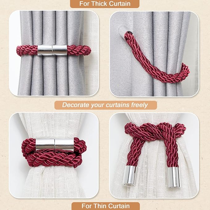 NICEEC 2 Pack Strong Magnetic Curtain Tiebacks Modern Simple Style Drape Tie - Image 6